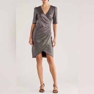 Calvin Klein Metallic Gray Midi Dress